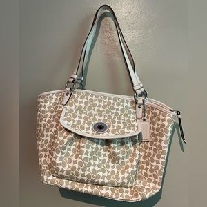 Vintage, well loved Coach bag. Outside has marks, inside pristine.